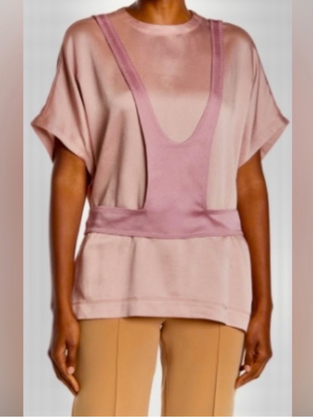 NWT Valentino Overlay Tee Layered in Pink Size 40 Super Soft and Comfortable